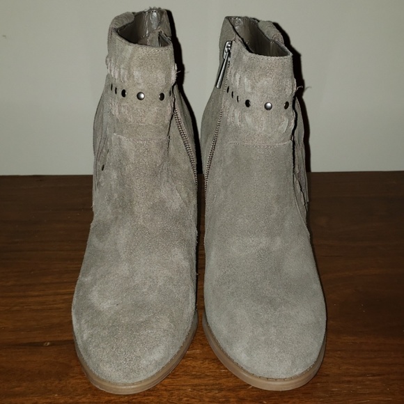 Jade Suede Fringe Booties by INC (NWT) - Picture 3 of 7